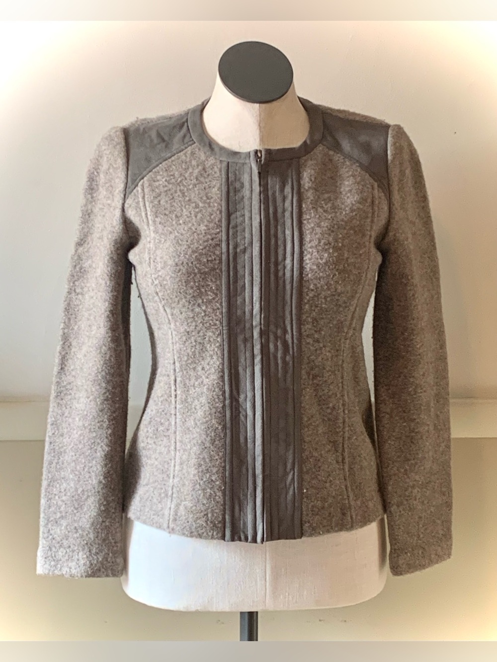 Pendleton Taupe Wool Blend Zip-Front Jacket